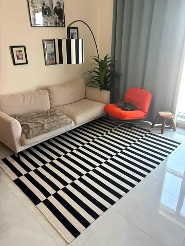 Black & White Striped Rug