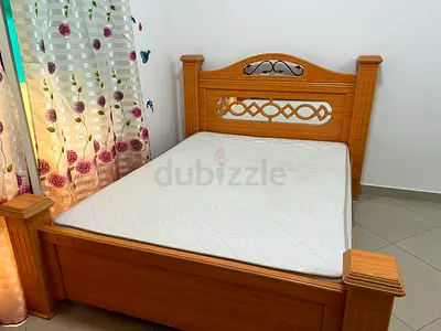 Wooden Double Bed Frame with medicated Mattress - Good Condition
