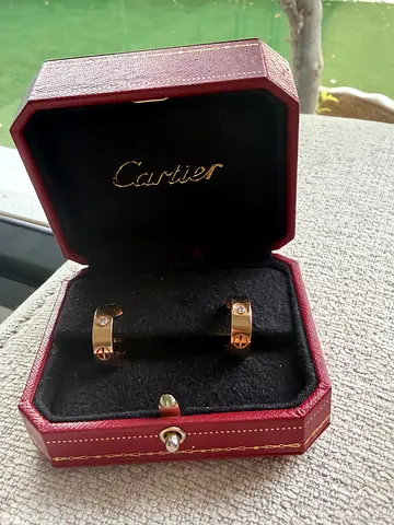 Cartier Love Earrings with Diamonds in Case