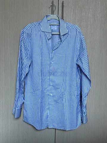 Emanuel Berg Blue and white striped long-sleeve men's shirt - flawless condition