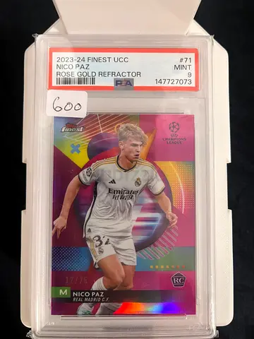 2023/24 Finest UCC Nico Paz Rose Gold Refractor RC PSA 9