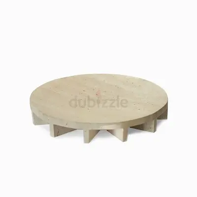Round Low Coffee Table - Beige Stone Finish