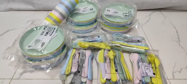 Set of Baby Feeding Bowls, Spoons and Forks — Unused IKEA Kids Tableware