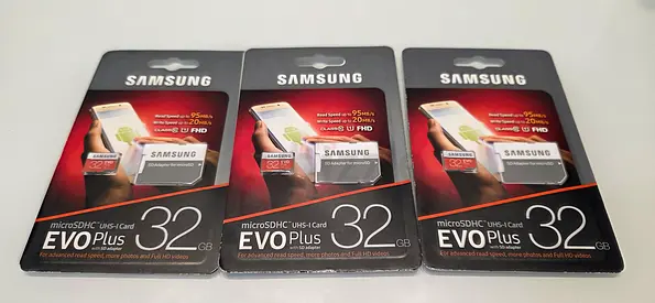 Lot of 3 Samsung 32GB EVO Plus microSD Cards