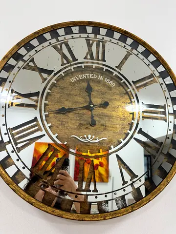 Large Vintage-Style Wall Clock with Roman Numerals