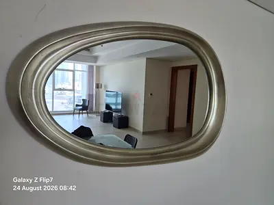 Silver Oval Wall Mirror — Modern Decorative Mirror 134cmx84cm