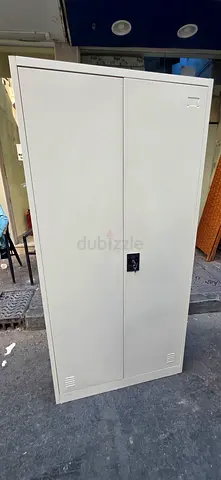 White Metal Storage Cabinet / Wardrobe - Tall 2-Door Locker