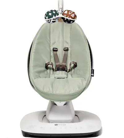4moms MamaRoo Baby Swing/Seat in Grey with Green Insert and Toy Mobile