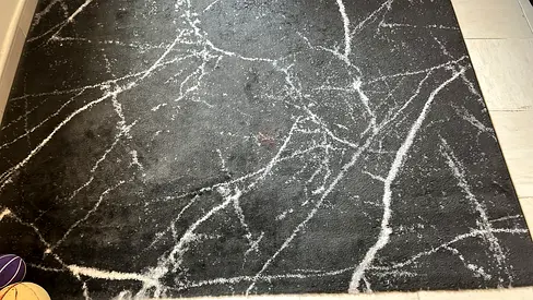Black Marble-Pattern Area Rug — Good Condition, 160x230cm (approx.)