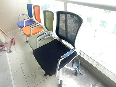 Set of 5 Office Chairs - Mixed Colors, Good Working Condition