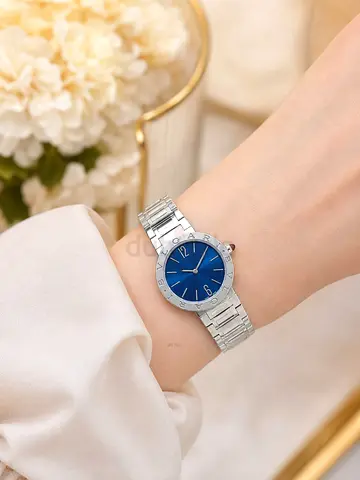 Silver Women's Bracelet Watch with Blue Dial