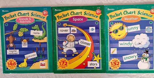 Pocket Chart Science Sets — Animals & Habitats, Space, Weather, Brand New
