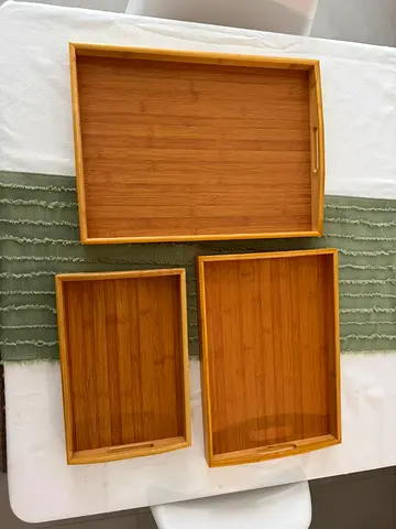 Set of 3 Bamboo Serving Trays - Different Sizes