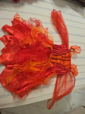 Girls red-orange fairy / princess costume dress, size approx 3-6 years