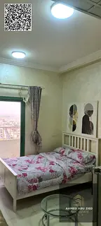 Elegant fully furnished studio for annual rent in Al Alia. Excellent space, bathroom, balcony, 4 pay