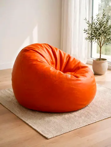 Orange Faux Leather Bean Bag Chair