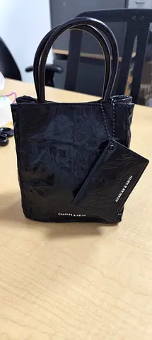 Charles & Keith small black tote bag with coin pouch - gently used