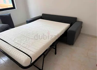 Dark grey fabric sofa bed with mattress - good condition vimle