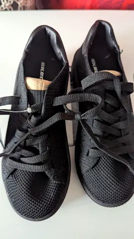 Black Skechers casual trainers, used - size not specified
