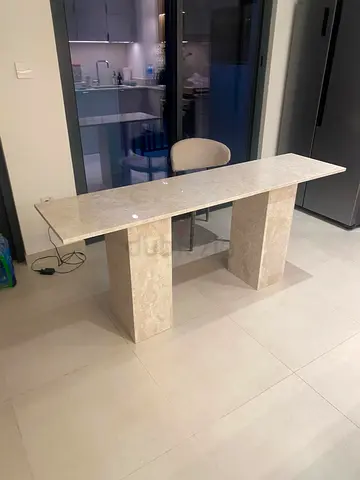 Marble Console Table — Minimalist Two-Pedestal Design