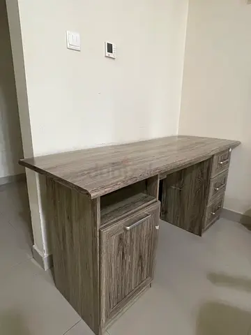 Wooden Office Desk with Two Drawer Pedestals - Grey Oak Finish with new office chair