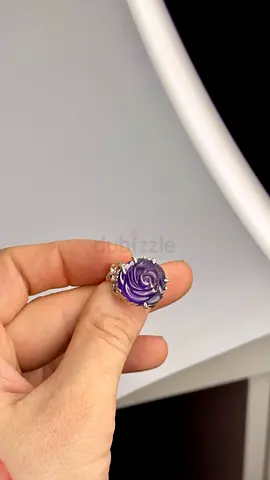 Brand new! Carved natural Amethyst Rose Silver Ring