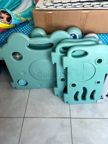 Used modular baby playpen / play yard panels - mint green set