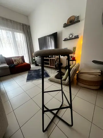 Industrial-style metal bar stool with padded seat 3 pcs available