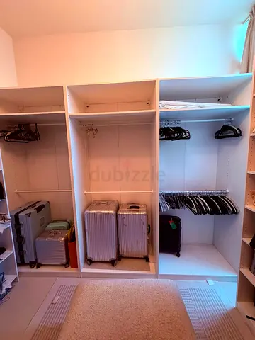 Luxury 6 wardrobe with glass storage for watches .  PAX-style Wardrobe Frames (3-panel) - White
