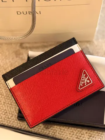 Prada colour-block Saffiano leather card holder