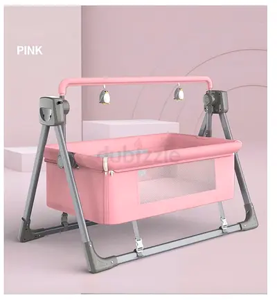 Pink Portable Bassinet/Cradle with Toy Bar - Foldable Newborn Sleeper