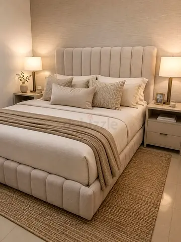 Modern Upholstered Bed Frame with Vertical Channel Tufting