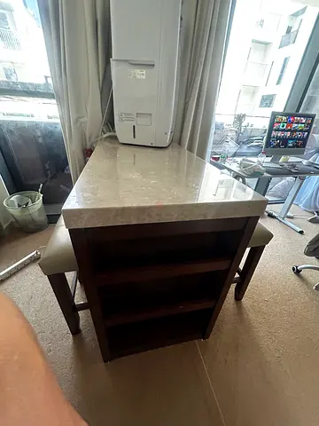 Solid Wood Dining Table with Marble Top - Excellent Condition