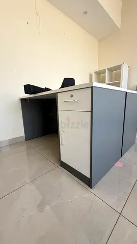 Used L-shaped Office Desk with Drawer and Cable Port
