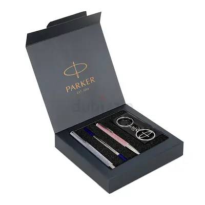Parker Gift Pen Set Roller Ball Pen and Special Edition Ball Pen with Parker Key Chain (Ink - Blue)