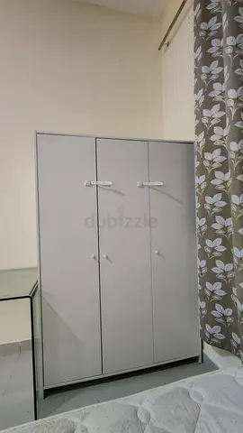 Simple 3-Door Wardrobe in Good Condition — Neutral Grey