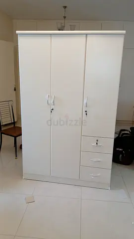 White 3-Door Wardrobe with Drawers — brand new