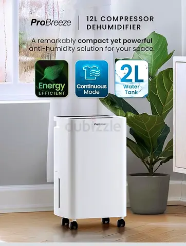 Pro Breeze 12L Compressor Dehumidifier with 2L Water Tank - Brand New Sealed