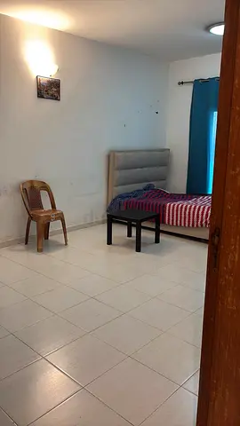 Single bed with headboard and small coffee table - used, good condition
