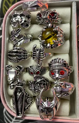 Men’s Rings-Goth designs Silver, 15pc