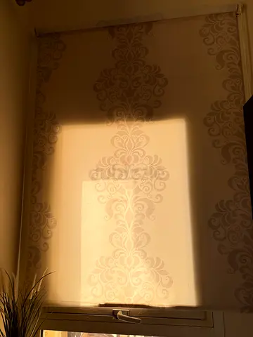 Beige patterned roller blind / window blind - good condition