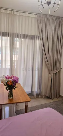Full-Length Neutral Curtains with Sheer Panels - Pair