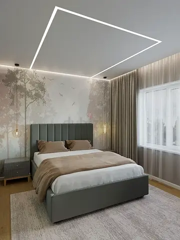 Modern upholstered queen size bed with medical mattress