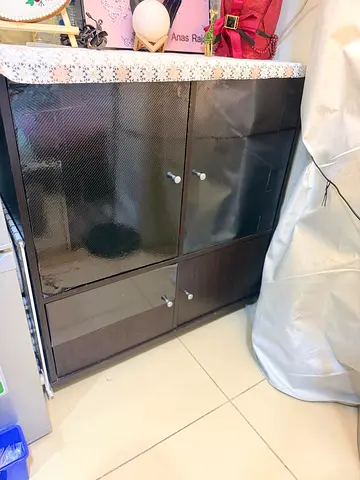 Compact 2-Door Wooden shoes Storage Cabinet with Drawers - Good Condition