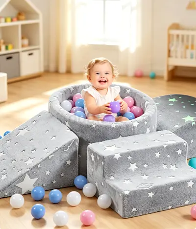 Foam climbing block ball pit (grey)