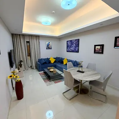 For annual rent, 1BHK apartment in Ajman, Al Rashidiya area, Gulf Towers ✔️ with gym, swimming pool, and parking (rent without furniture)