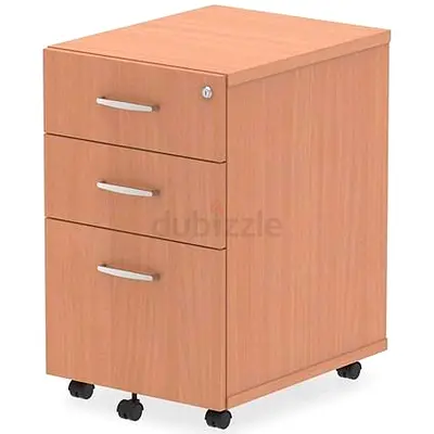 Wooden 3-Drawer Mobile Pedestal with Lock