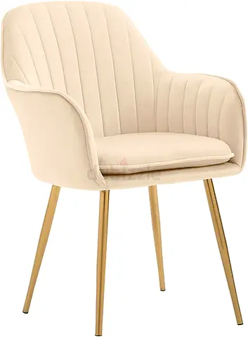 Selling new Modern design Cozy velvet luxury chair with arm rest (beige)