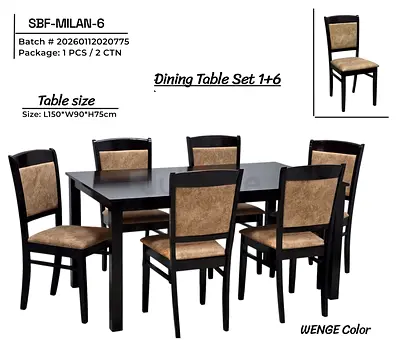 Wenge 7-piece dining table set (1 table + 6 chairs) - SBF-MILAN-6