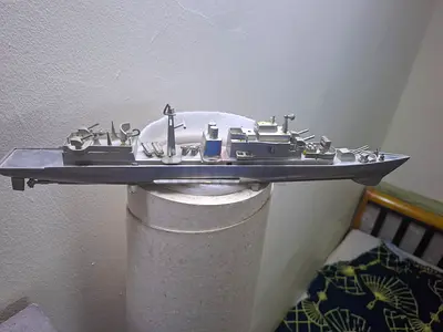 Metal Naval Warship Model - Vintage Collectible